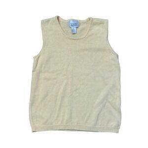 VTG butter yellow sweater vest tank ramie cotton M preppy scoop neck